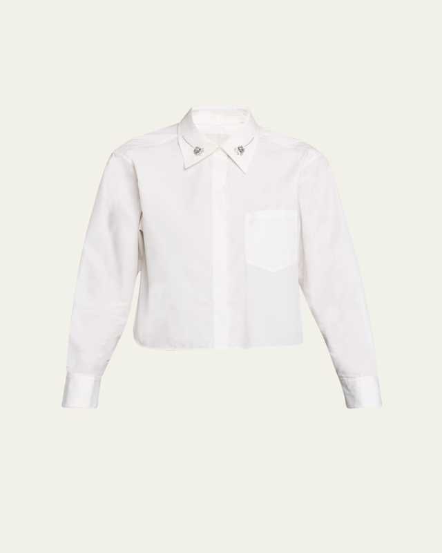 Long-Sleeve Shirt with Embellished Collar